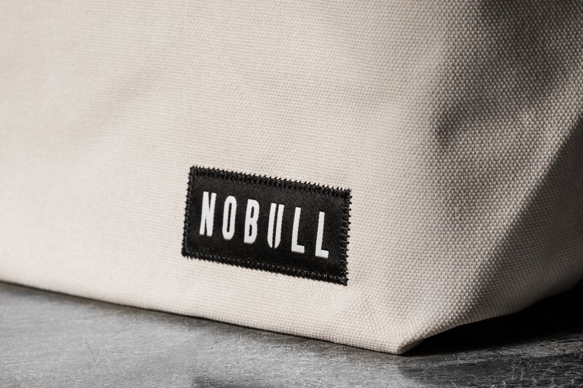 Nobull Waxed Canvas Open Top Tote Men's Bags White | Australia (PO3297)